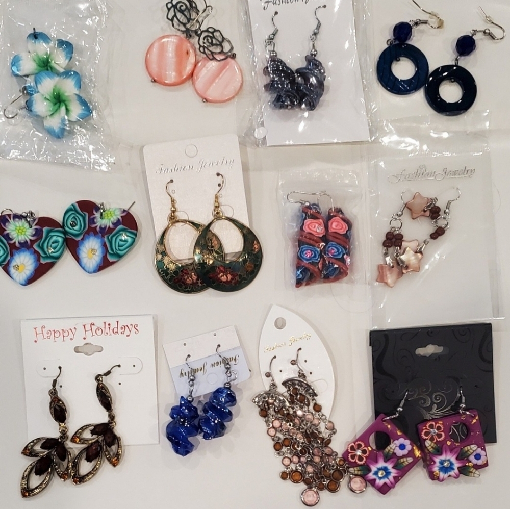 Lot #5 New & Used LARGE Earrings 12 Pairs GREAT TO BUNDLE W/MORE